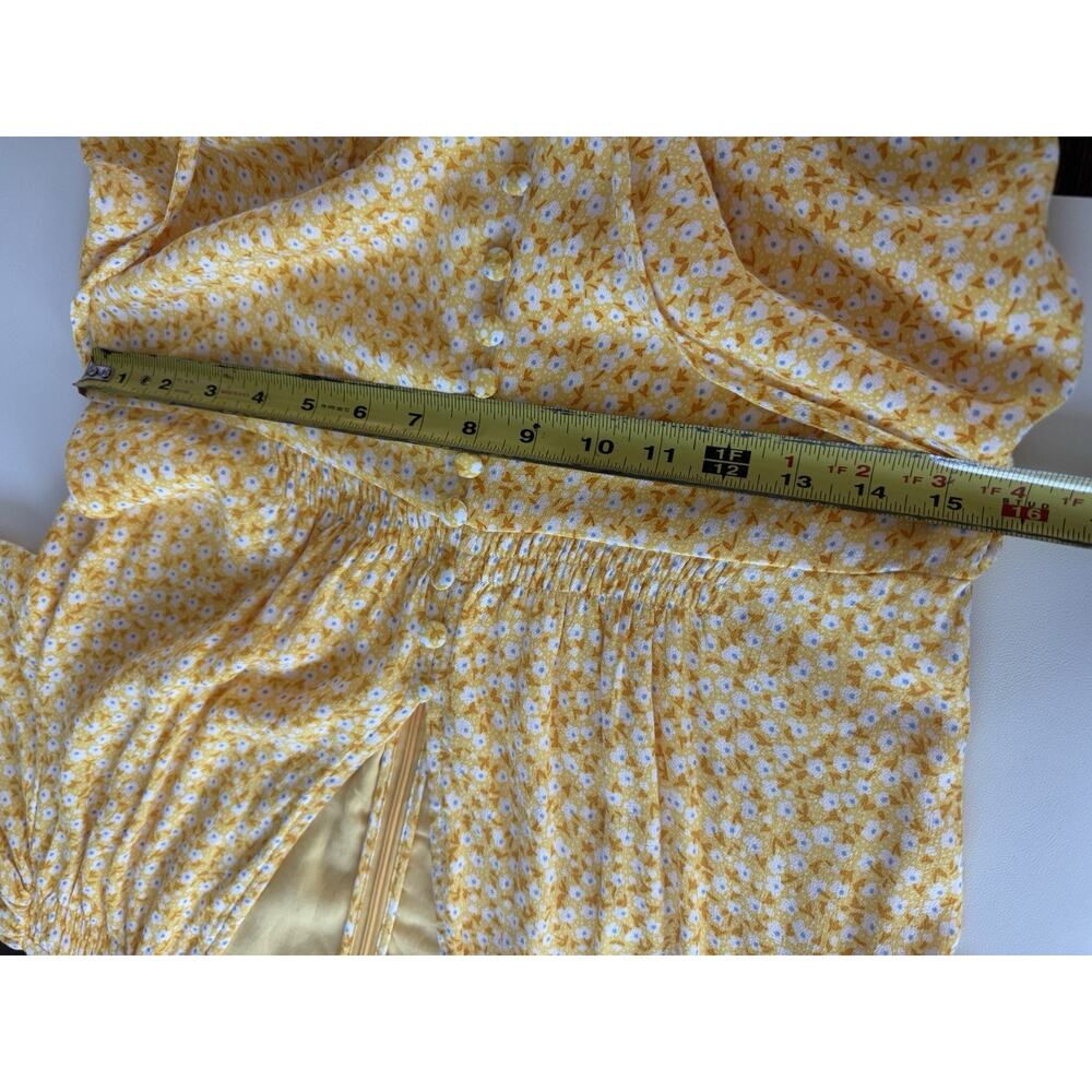 Faithfull The Brand Midi Dress Women’s Medium Floral Yellow Ari - Picture 13 of 14